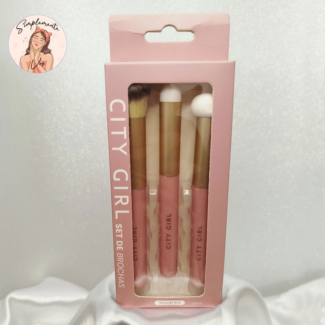 Set de Brochas de Maquillaje City Girl – 3 Piezas Esenciales