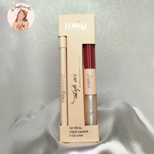 Lip Set Melly Beauty – Gloss + Labial Líquido + Delineador